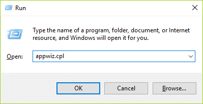 type appwiz.cpl and hit Enter to open Programs and Features | Fix Could Not Connect to the Steam Network Error