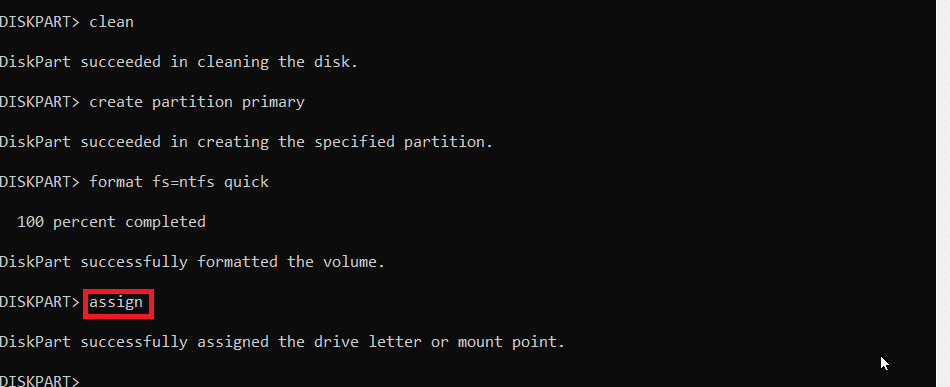 type assign to assign a drive letter. Fix Diskpart Error Level