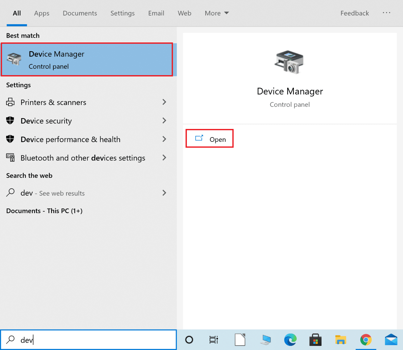 Type Device manager into windows search and launch the app from there