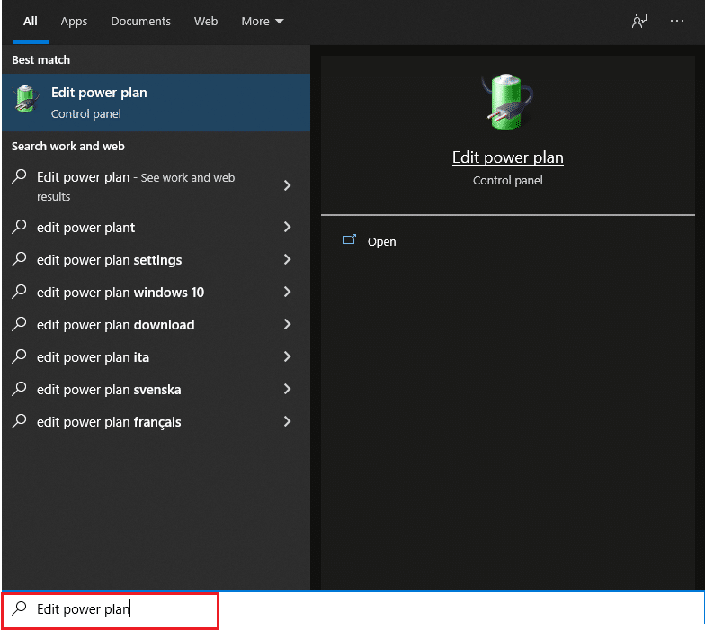 Type Edit power plan in the Start menu and hit Enter to open. Fix Windows 10 Sleep Mode Not Working