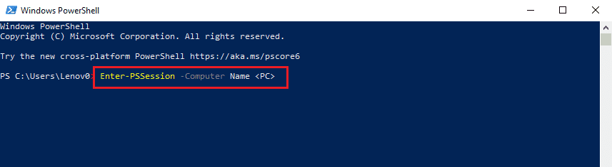 Type Enter PSSsession Computer Name DESKTOP and press the Enter key