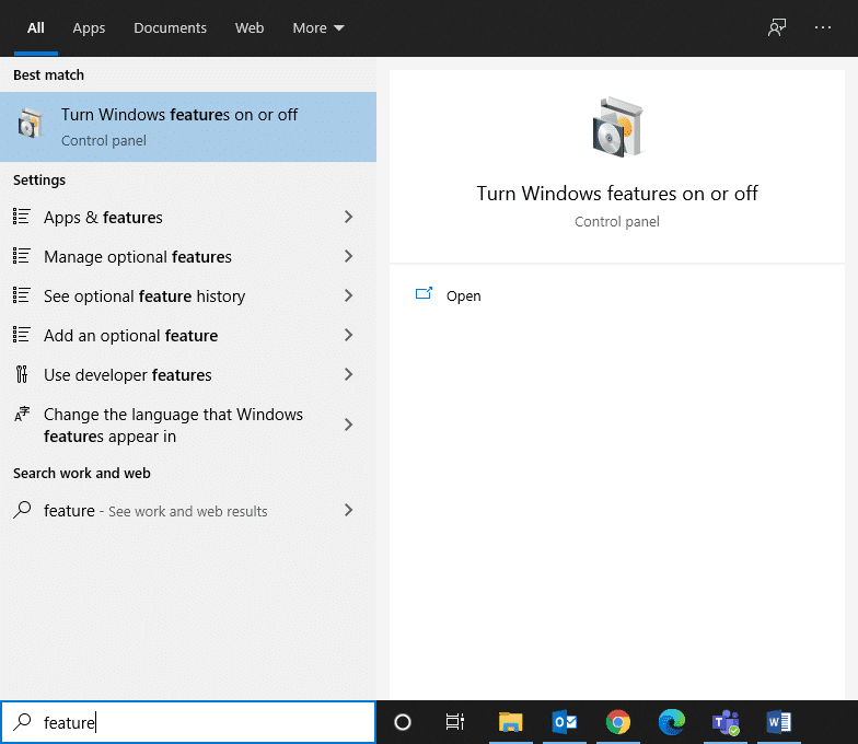 Type feature as your search input | Windows 10 Network Sharing Not Working- Fixed