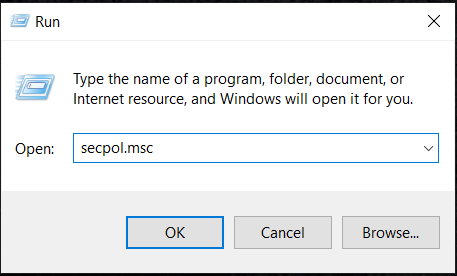 type in “secpol.msc” and then press Enter. | The Referenced Account Is Locked Out