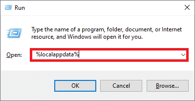 Type %localappdata% and hit Enter to open the required folder. 