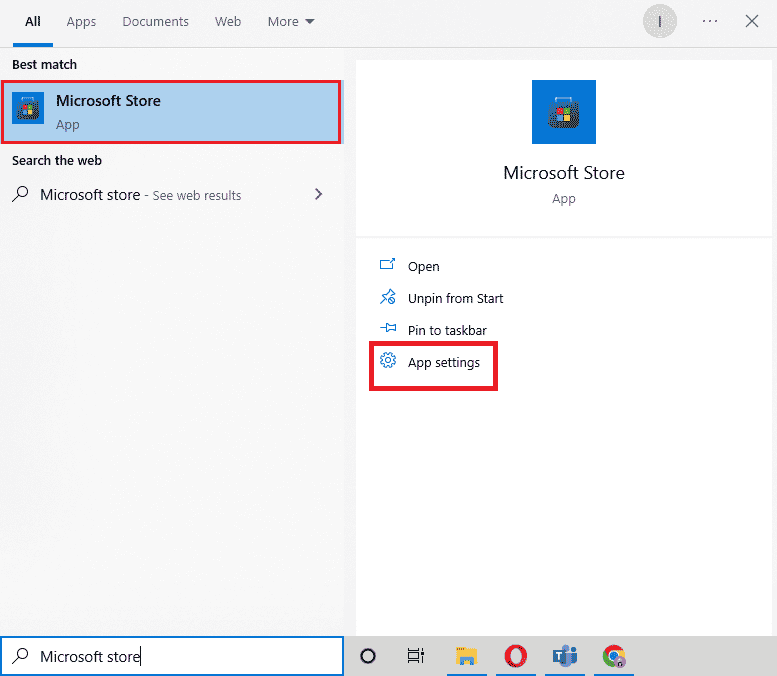 open Microsoft Store app settings