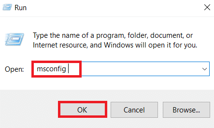 Type msconfig in the run dialogue box 