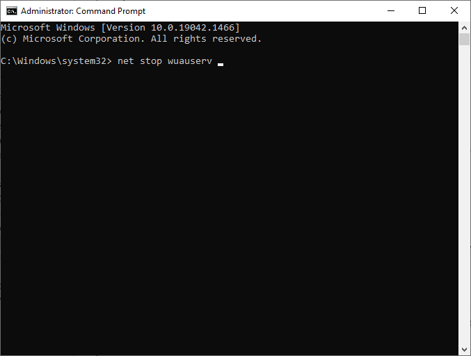 type net stop wuauserv in the command window.