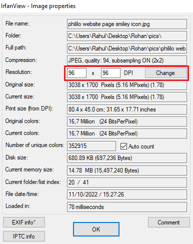 Type new DPI in the resolution box | check image DPI in Windows 10