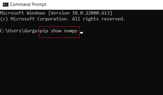 pip show numpy command. How to Install NumPy on Windows 10