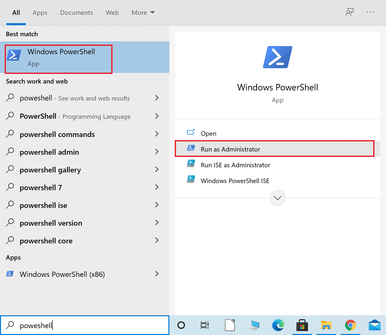 Type Powershell in the Windows search bar and then launch Windows Powershell 