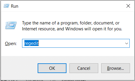Type regedit and hit Enter. A Registry Editor Window opens