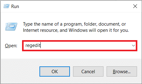 Type regedit and hit Enter key to launch the Registry Editor