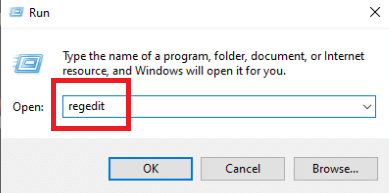 Type regedit and press the Enter key to open the Registry Editor window