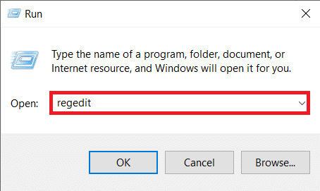 type regedit in the Run dialog box and hit Enter