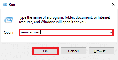 Введите Services.msc следующим образом и нажмите «ОК». Исправить доменные службы Active Directory в настоящее время недоступны в Windows 10