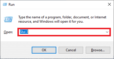 type Slui 3 in the dialog box and hit Enter