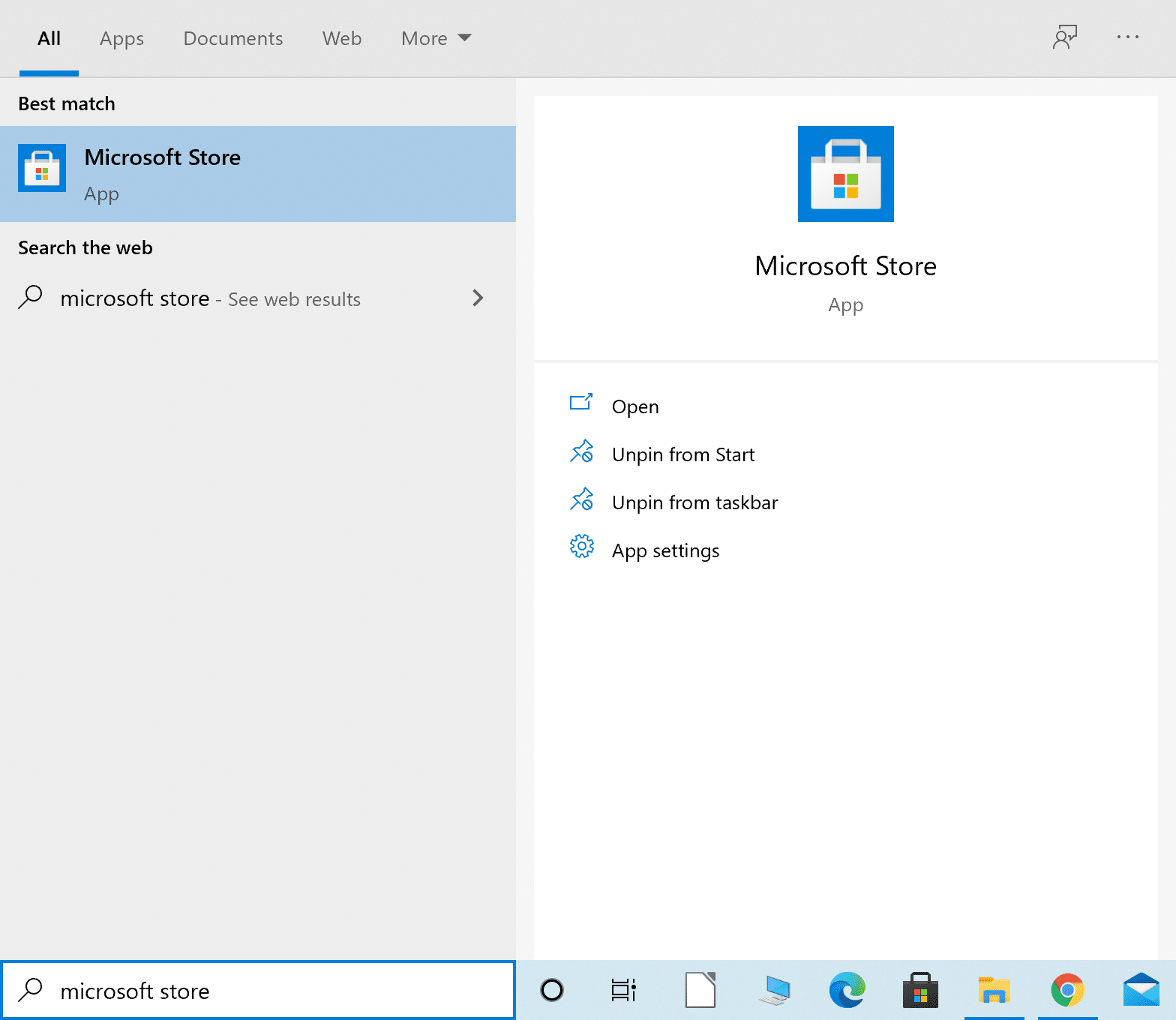 Type Store in the Windows search bar and then launch Microsoft Store | Fix Windows 10 Apps Not Working
