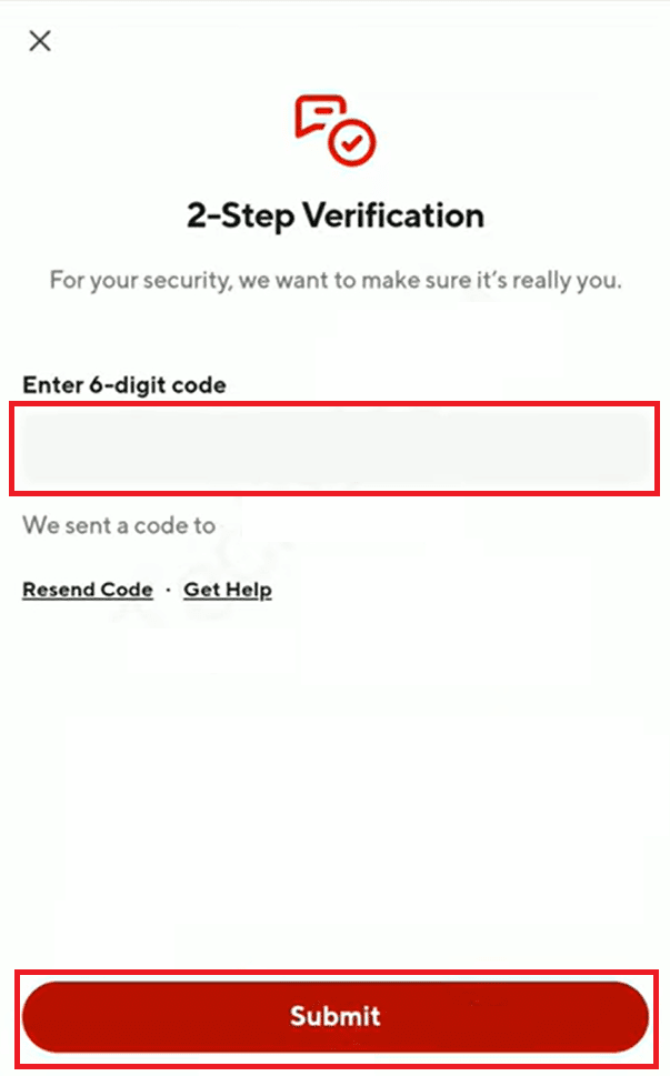 Type the 6 digit verification code sent to your mobile number and tap on Submit