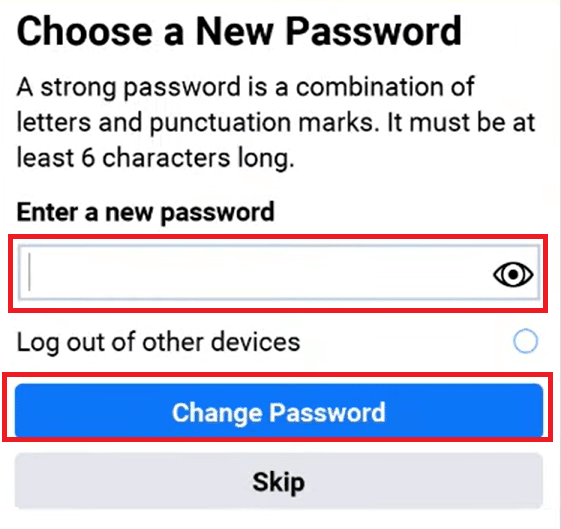 type the new password and click on Change Password