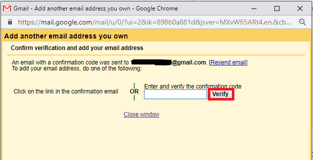 type the sent verification code in the previous window. Then click on ‘Verify’.