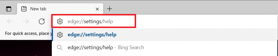 Type the shortcut link launch the About Microsoft Edge page directly | RESULT_CODE_HUNG