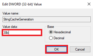 Type the Value data as 38b and click OK to save the changes