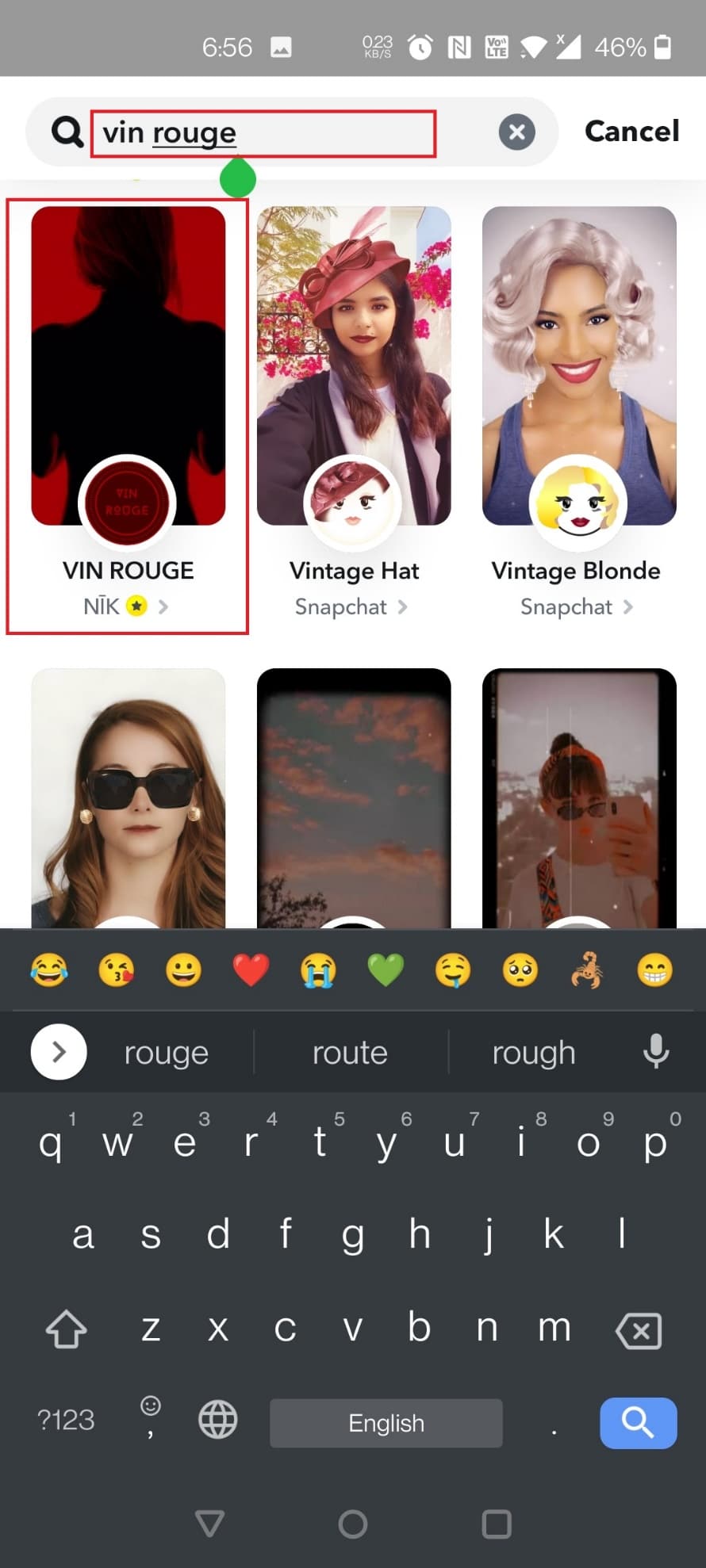Type Vin Rouge in the search bar and tap on the desired result