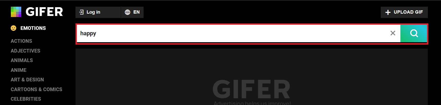 Type your favorite GIFs in the Gifer search bar and hit enter.