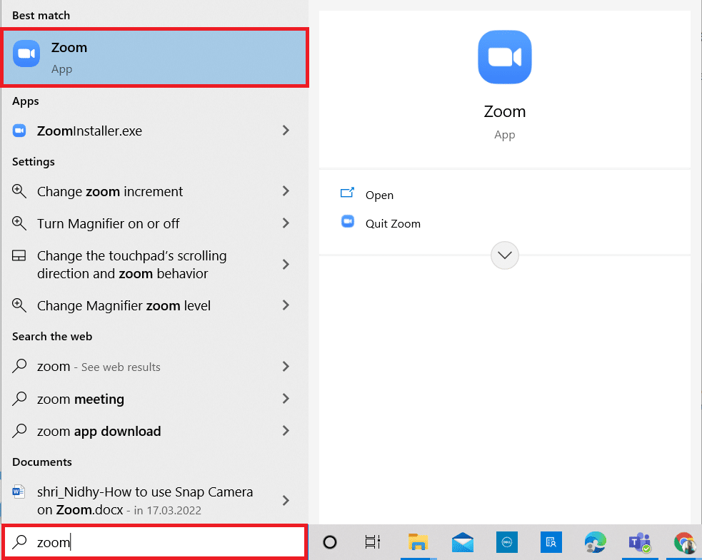 type Zoom in the search menu and open it. How to Fix Zoom Invalid Meeting ID Error in Windows 10