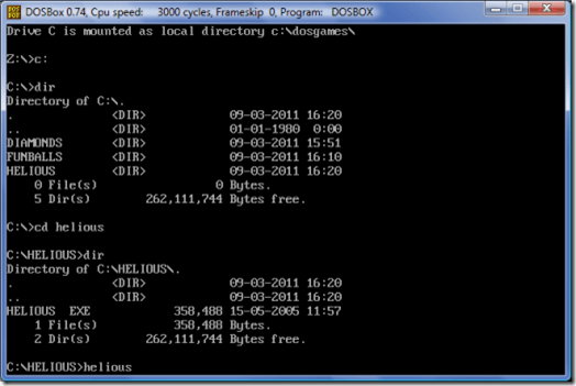 Tapez le nom de fichier du programme DOS
