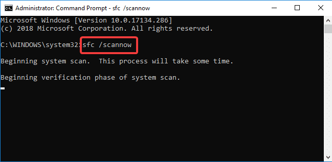 en tapant sfc /scannow | Correction de l'erreur de mise à jour Windows 0x80070005