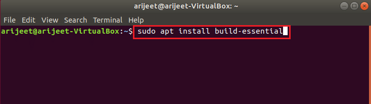 ubuntu linux terminal command to install build essential package
