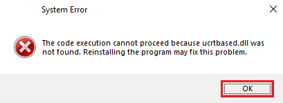 ucrtbase-dll-error message Windows