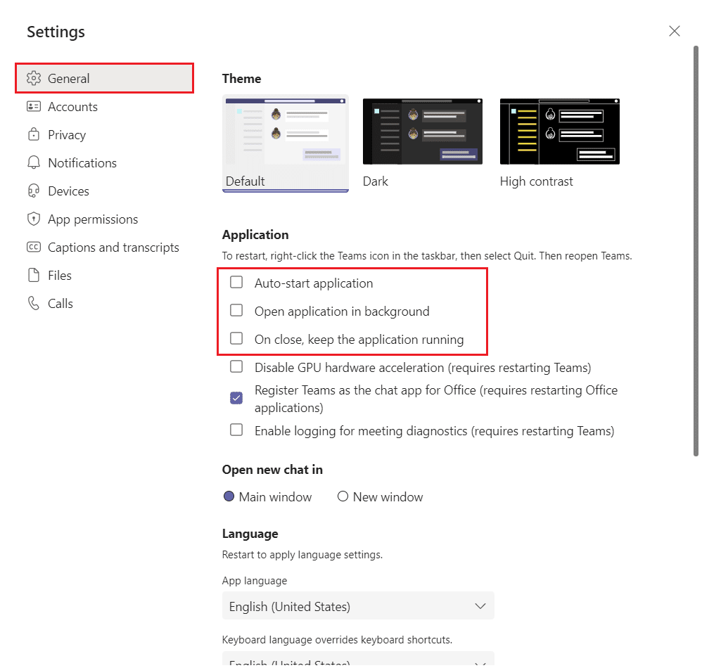 uncheck disable auto startup option in Microsoft Teams General Settings