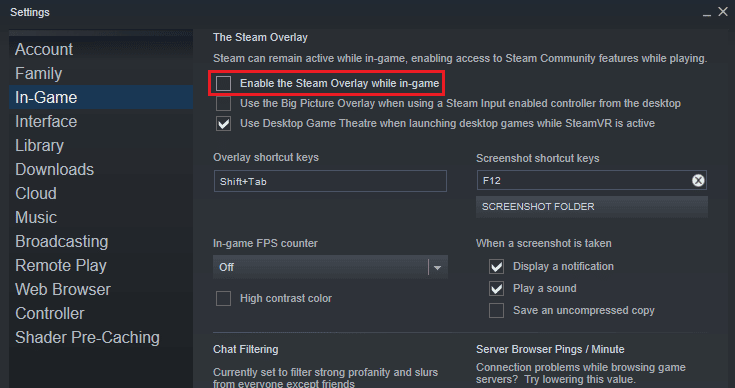 Uncheck enable the Steam overlay while in game box. Fix Rainbow Six Siege Crashing