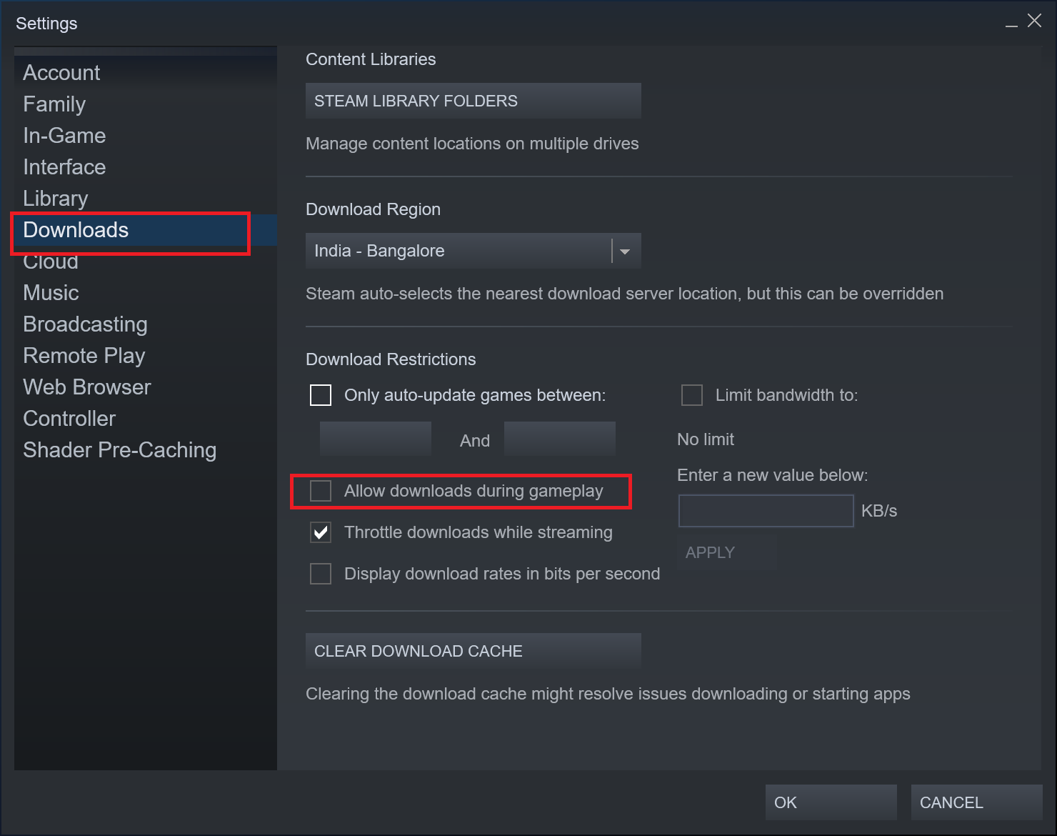 Uncheck the box next to allow downloads during gameplay | 18 Ways to Optimize Windows 10 for Gaming