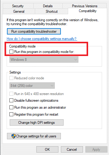 Uncheck the box next to Run this program in compatibility mode for and click on Apply. Fix Outlook Stuck at Loading Profile on Windows 10