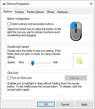 Under Buttons tab, drag the slider to set the Speed to Slow . How to Fix Logitech Mouse Double Click Problem