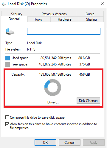 В разделе «Общие» проверьте емкость диска. Исправить проблемы с жестким диском в Windows 10