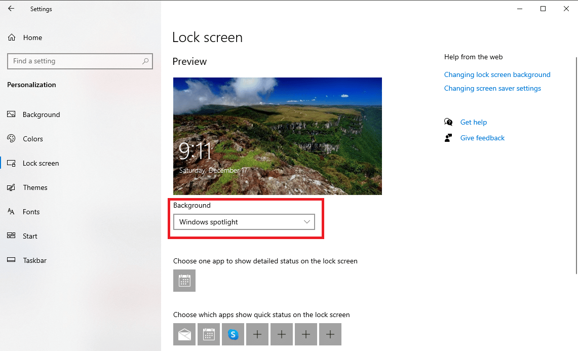 select Windows spotlight. Fix Windows Spotlight Lock Screen Not Working 