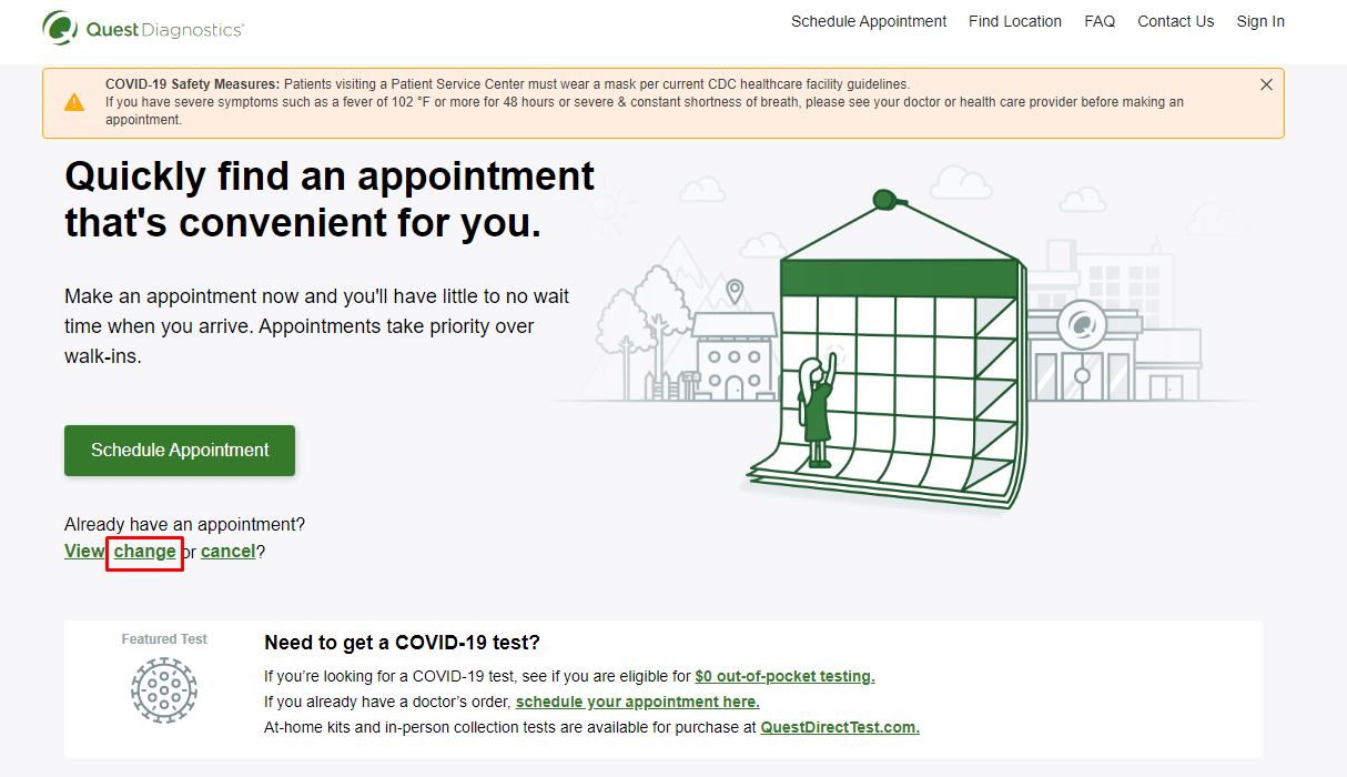 Under the Schedule Appointment button, click on Change