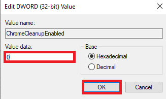 Under Value data enter 0 and click on OK to save changes