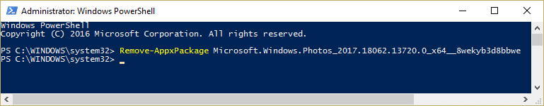 Uninstall Photo app using Powershell command