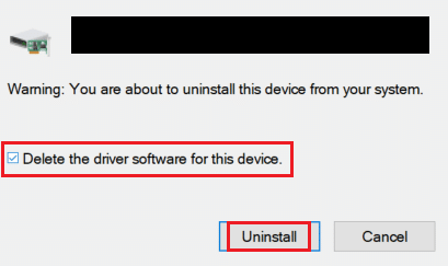 uninstall a device driver warning message