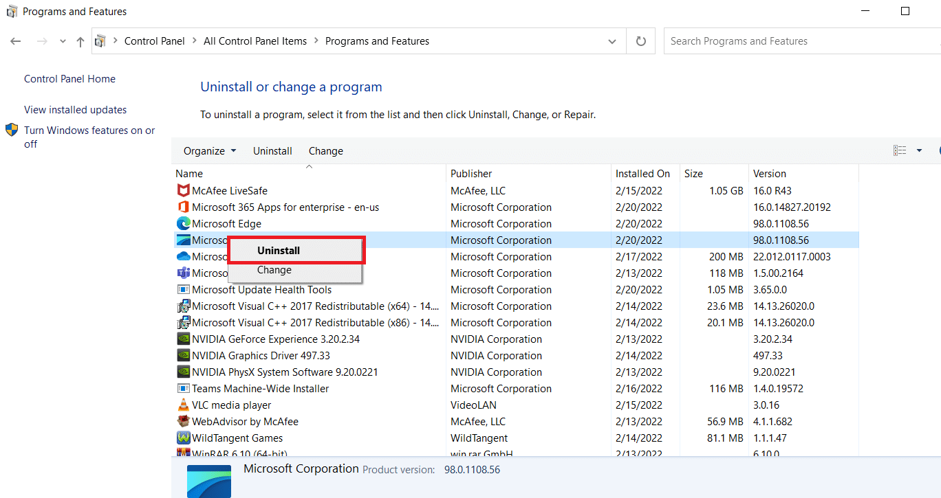 Uninstall as illustrated below. Fix Microsoft Setup Bootstrapper Has Stopped Working