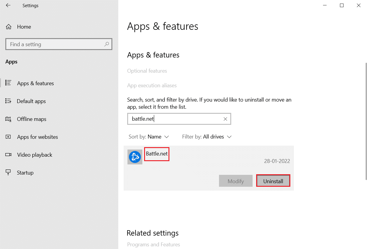 uninstall blizzard battle.net from apps and features settings. Fix Windows 10 Update error 0x80070103