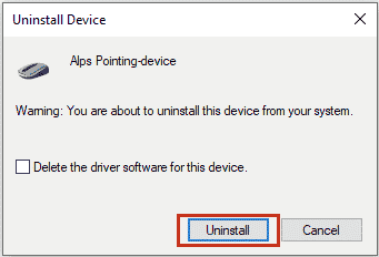 uninstall device aps pointing device