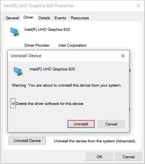 If you want to delete the driver software from your system, then click on the checkbox next to Delete Driver Software from this Device.