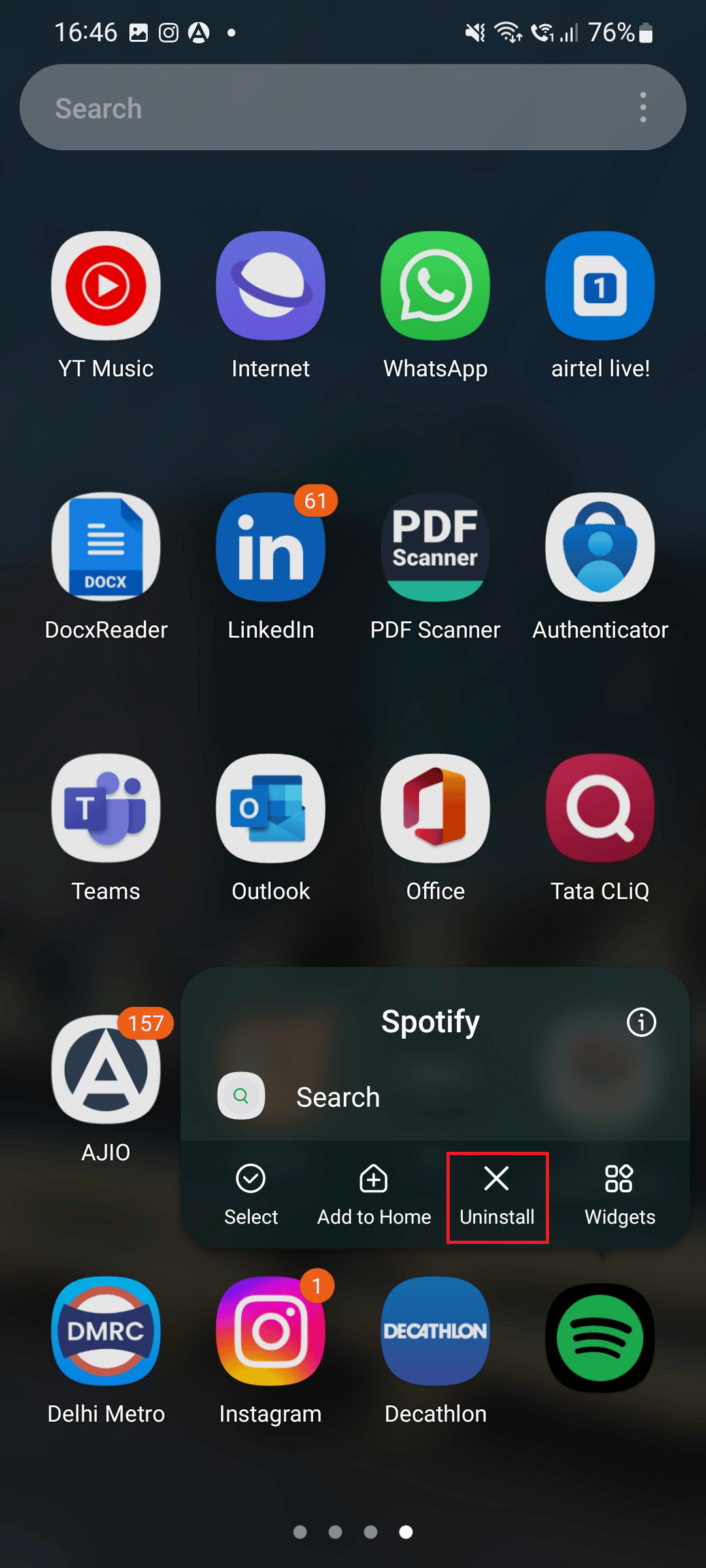 UNINSTALL OPTION FOR SPOTIFY APP ON ANDROID