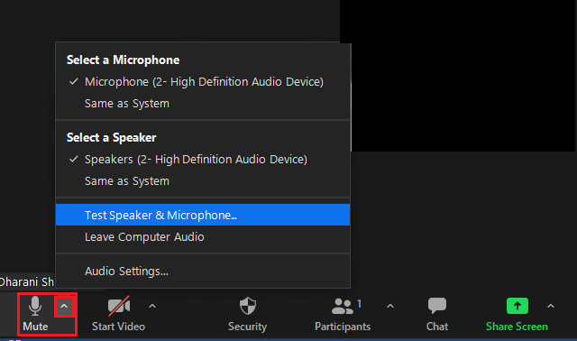 Unmute your audio in Zoom meeting and select the carat icon next to the mic. Fix Zoom Audio Not Working Windows 10